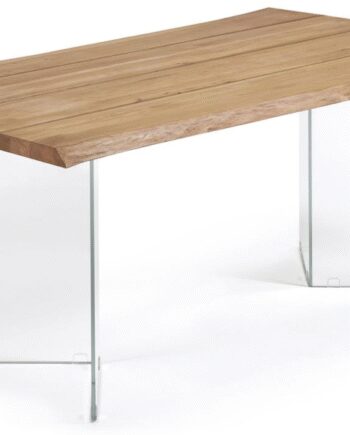 Spisebord Kave Home Levik 160x90 Egefinr Plankebord Med Formede Glasben
