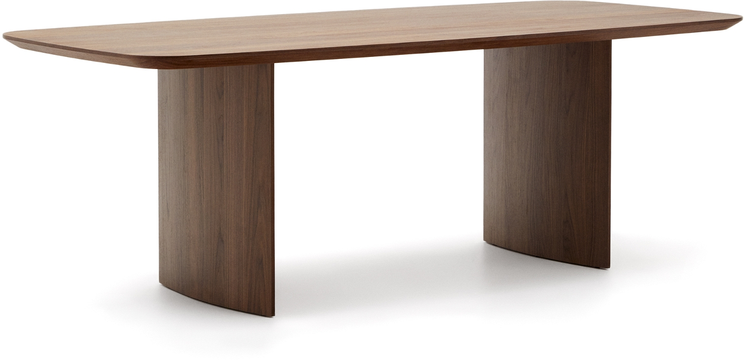Spisebord Kave Home Litto 240x100 Mørk Valnøddefineret Mdf Dobbelt Piedestal
