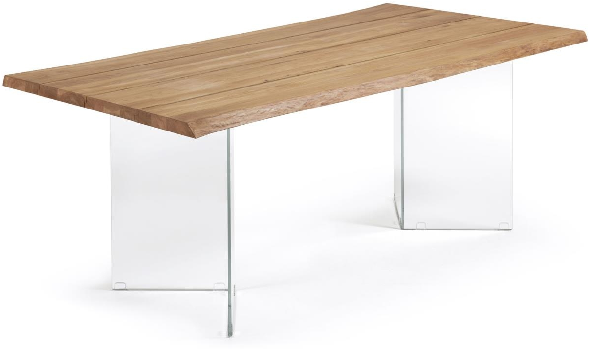 Spisebord Kave Home Lotty 180x100 Egetræsfinr Med Formede Glasben Natur Klar
