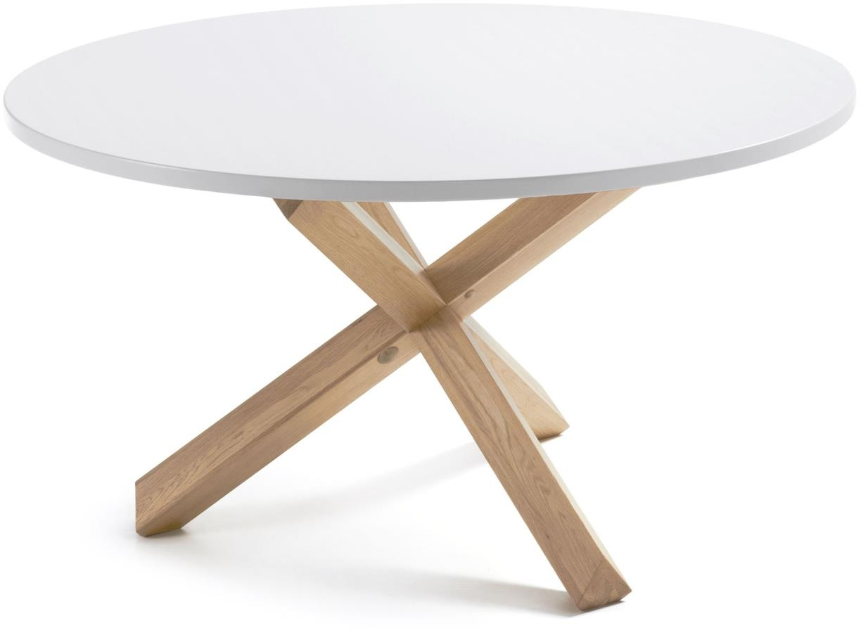Spisebord Kave Home Lotus ø120 Rundt Nordisk Mdf Bord Med Hvid Mat Lak Vokset Egetræsfinerben