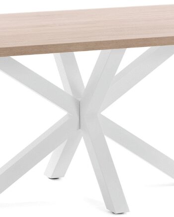 Spisebord Kave Home New Argo Natur Hvid 160 100 Finrtræ Stel Stål