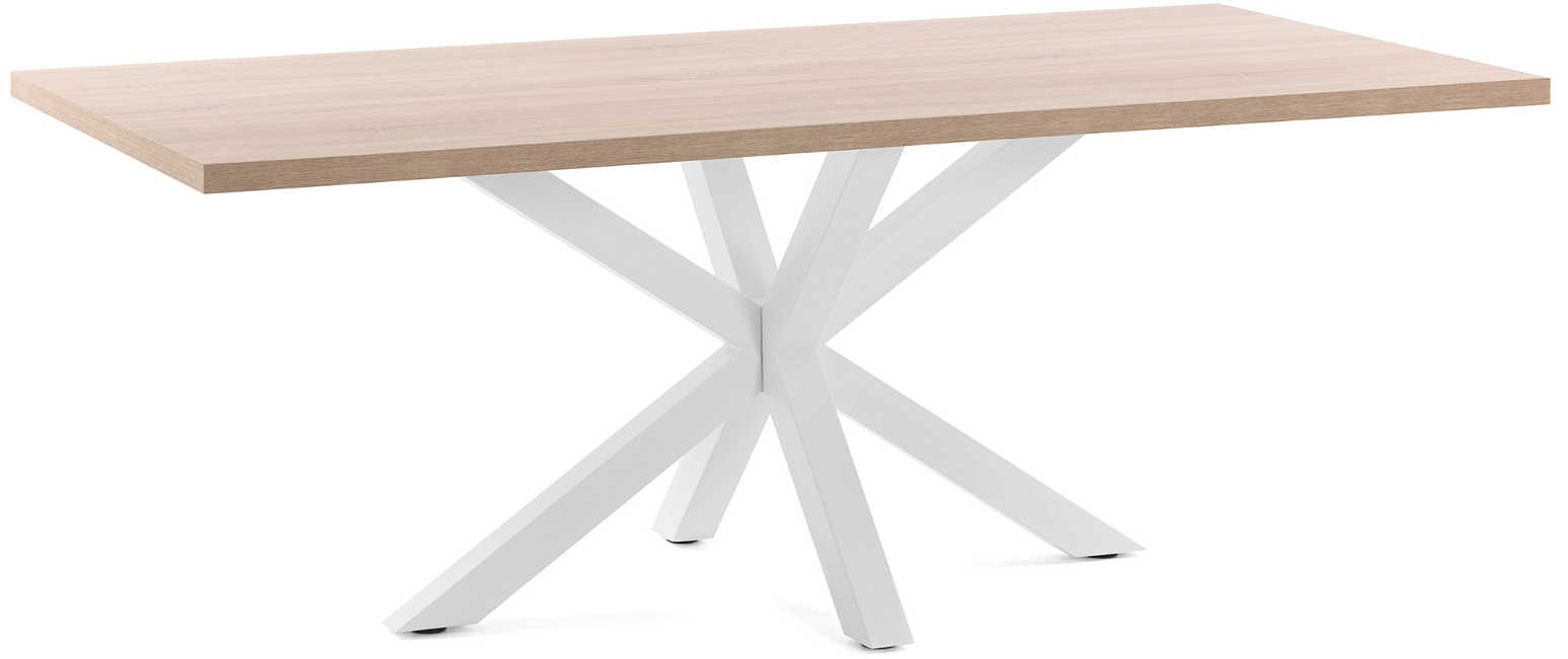 Spisebord Kave Home New Argo Natur Hvid 160 100 Finrtræ Stel Stål