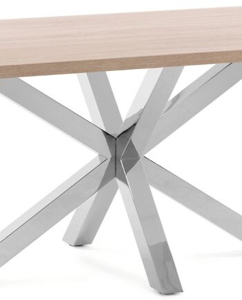 Spisebord Kave Home New Argo 160x100 Melamin Egetræ Finish Sølv Krydsstel