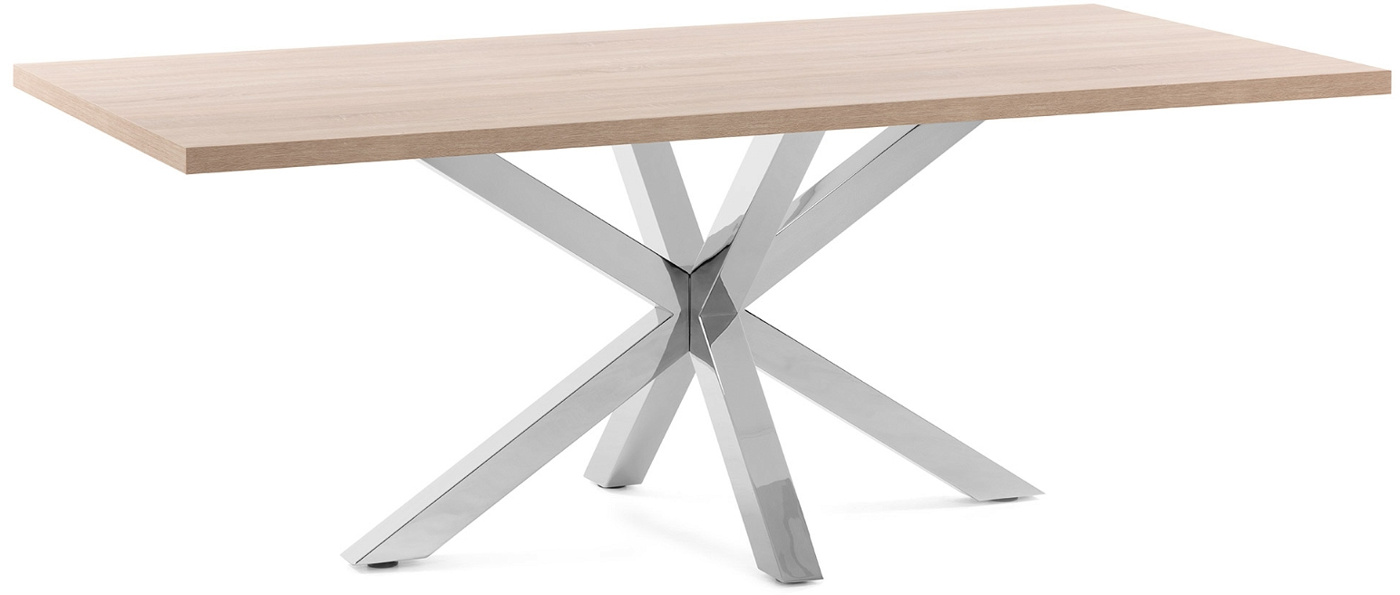 Spisebord Kave Home New Argo 160x100 Melamin Egetræ Finish Sølv Krydsstel