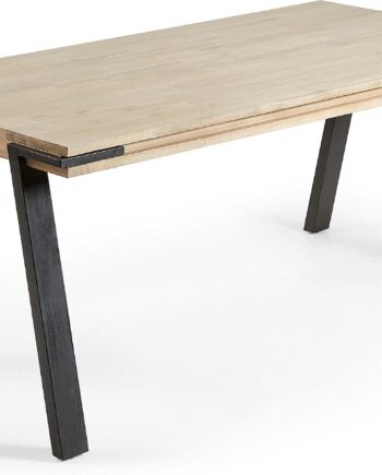 Spisebord Kave Home Thinh Massivt Akacietræ Med Sorte Metalben L200 B95 H75