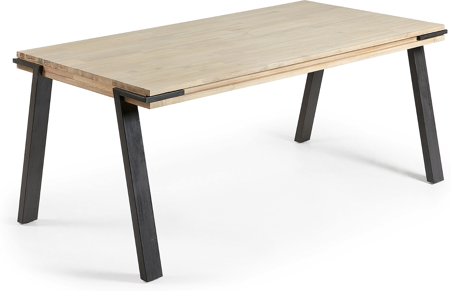 Spisebord Kave Home Thinh Massivt Akacietræ Med Sorte Metalben L200 B95 H75