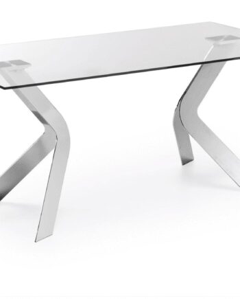 Spisebord Kave Home Westport Hærdet Glas Stål Kromfinish 180x90 Til Personer