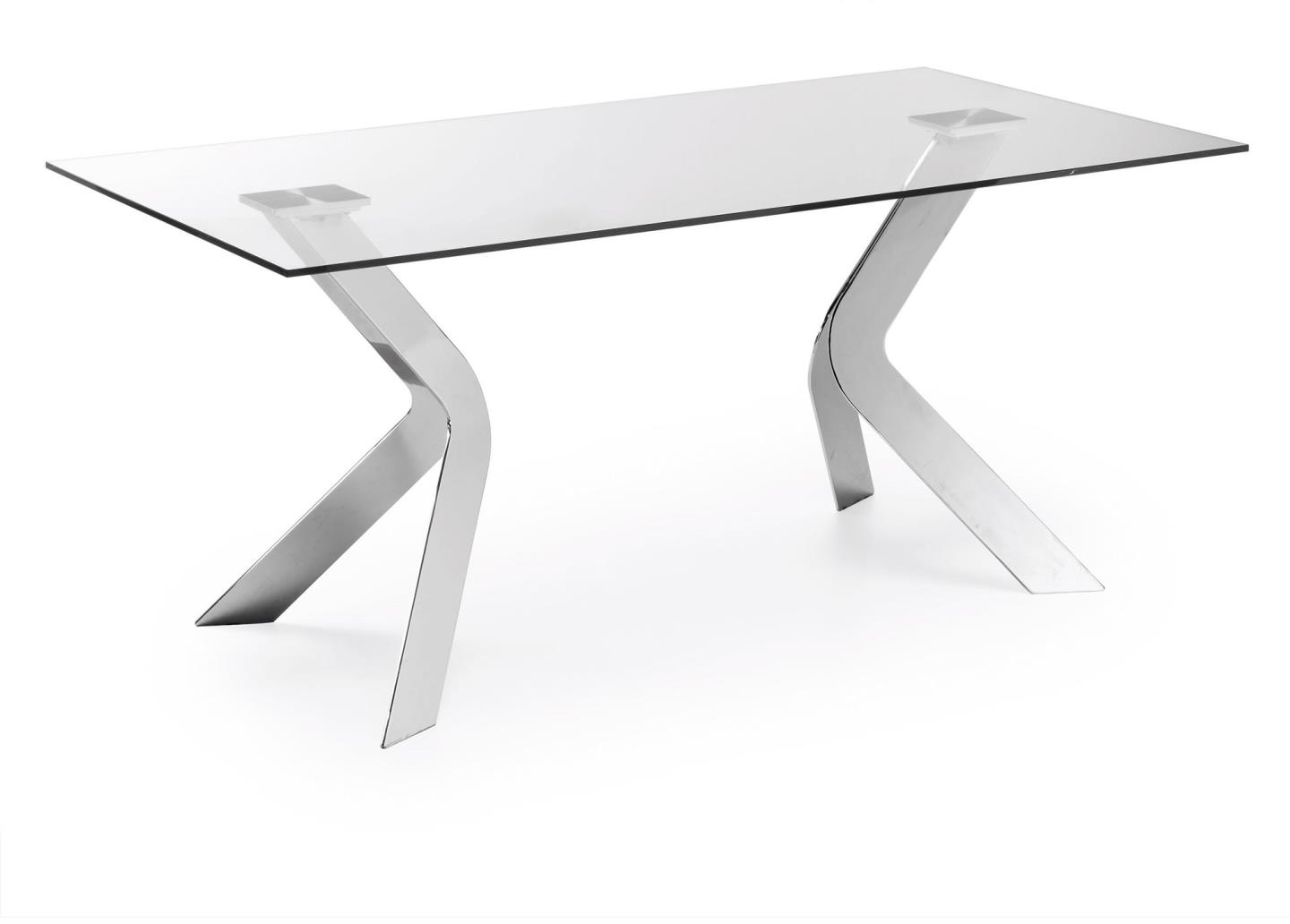 Spisebord Kave Home Westport Hærdet Glas Stål Kromfinish 180x90 Til Personer