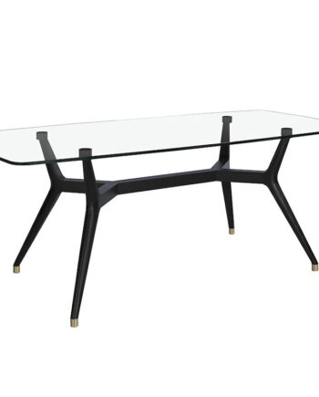 Spisebord Med Glasbordplade Sortmalede Ben 200x95x75