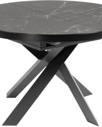 Spisebord Med Porcelænstop Butterfly Udtræk Kave Home Vashti Sort Grå H76xb120xl160