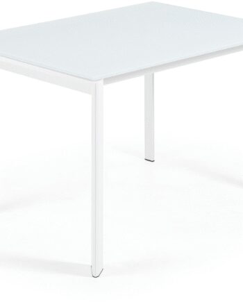 Spisebord Med Udtræk Kave Home Axis Frosted Hærdet Glas Stål Grå 120x80x76 Til Personer