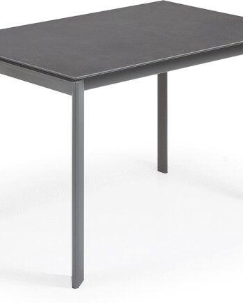 Spisebord Med Udtræk Kave Home Axis 120 180 Mørkegrå Keramisk Bordplade Glas Stålben