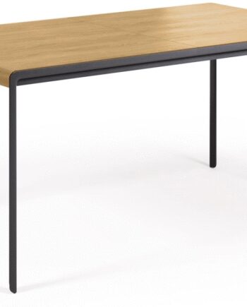Spisebord Med Udtræk Kave Home Nadyria 200x90 Natur Sort Mdf   Stål
