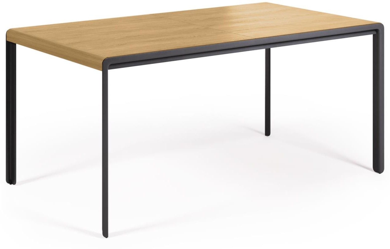 Spisebord Med Udtræk Kave Home Nadyria 200x90 Natur Sort Mdf Stål