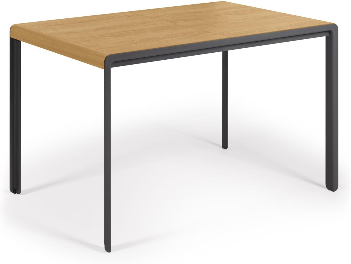 Spisebord Med Udtræk Kave Home Nadyria 160x80 Naturfarvet Egfineret Mdf Sort Pulverlakeret Stål