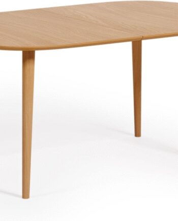 Spisebord Med Udtræk Kave Home Oqui Egetræsfinr Bordplade Gummitræsben Nordisk Moderne Design