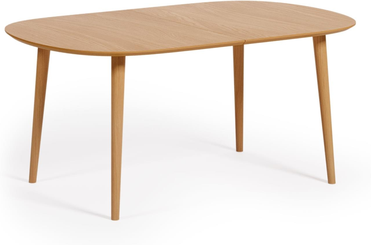 Spisebord Med Udtræk Kave Home Oqui Egetræsfinr Bordplade Gummitræsben Nordisk Moderne Design