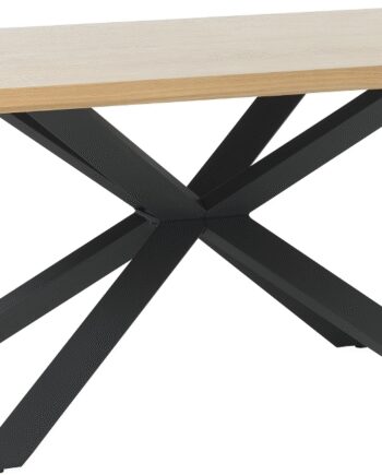 Spisebord Nordique Design Arno 200x100x75 Til Pers Naturlig Egetræs Bordplade   Sorte Metalben