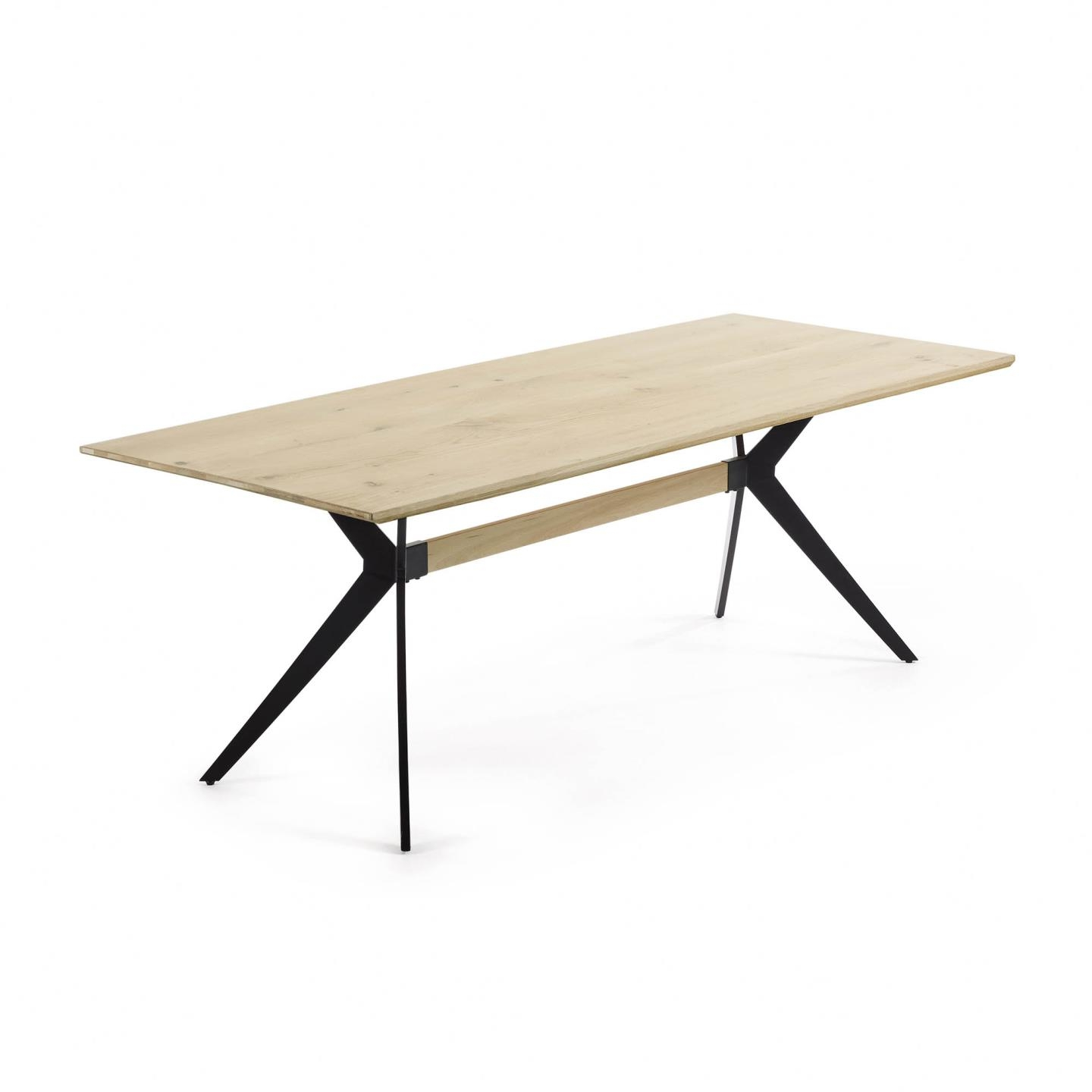 Spisebord Plankebord Kave Home Amelie Hvidvokset 160x90x76 Med Sort Pulverlakeret Metalstel