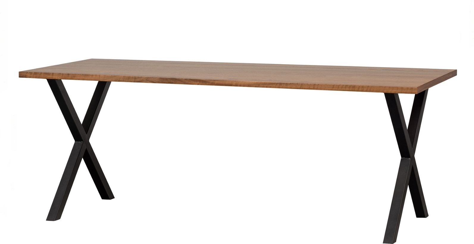 Spisebord Plankebord Woood Jimmy 200x90 Valnødsfiner Mat Sorte Metalben