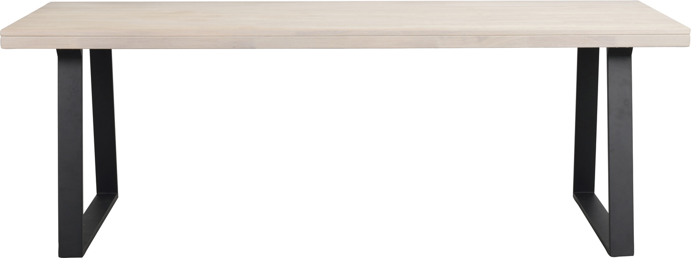 Spisebord Rowico Brooklyn L220xb95 Hvidkalket Massivt Egetræ Med Sort Stel