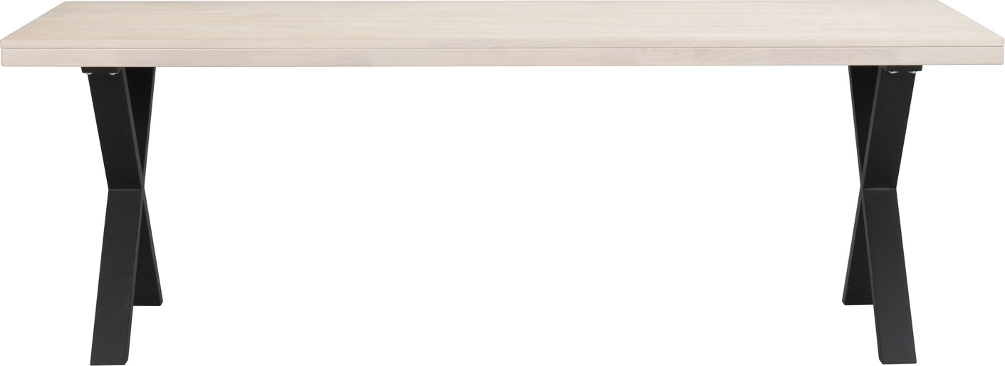 Spisebord Rowico Brooklyn 220x95 Hvidvasket Oliebehandlet Egetræ Med Sorte Ben
