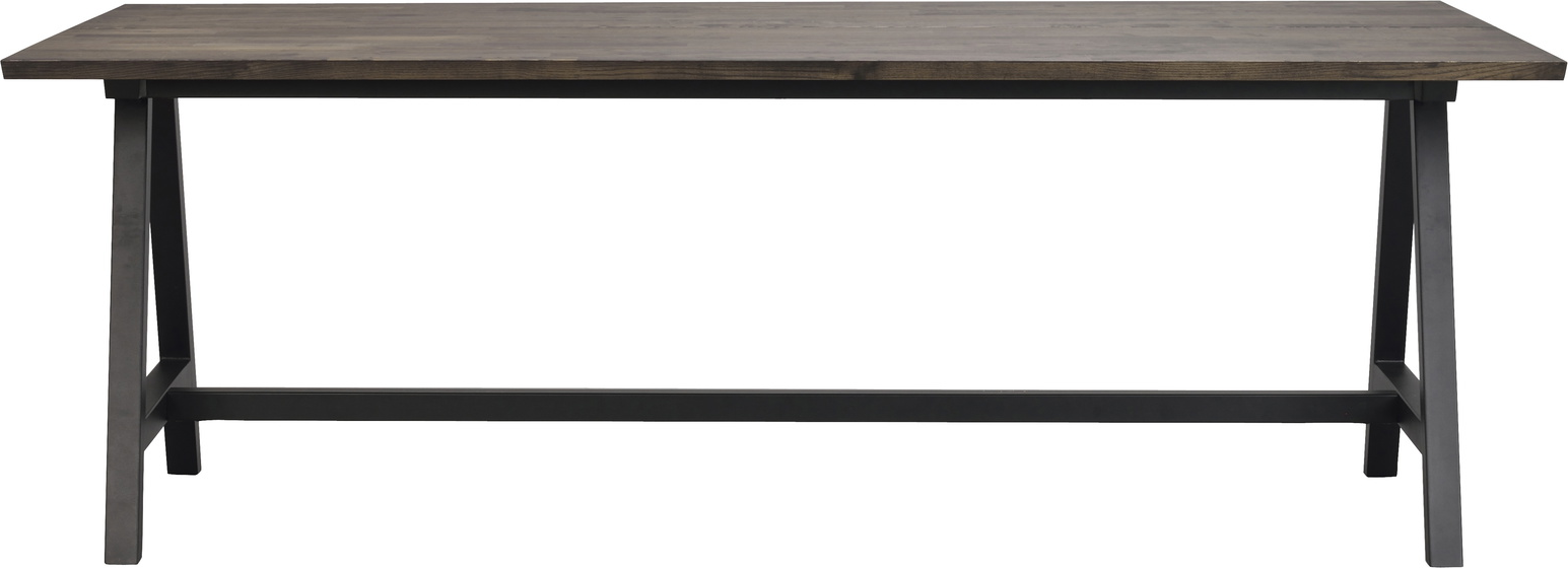 Spisebord Rowico Carradale Med Udtræk Oliebehandlet Massiv Sort Pulverlakeret Stel 220x100