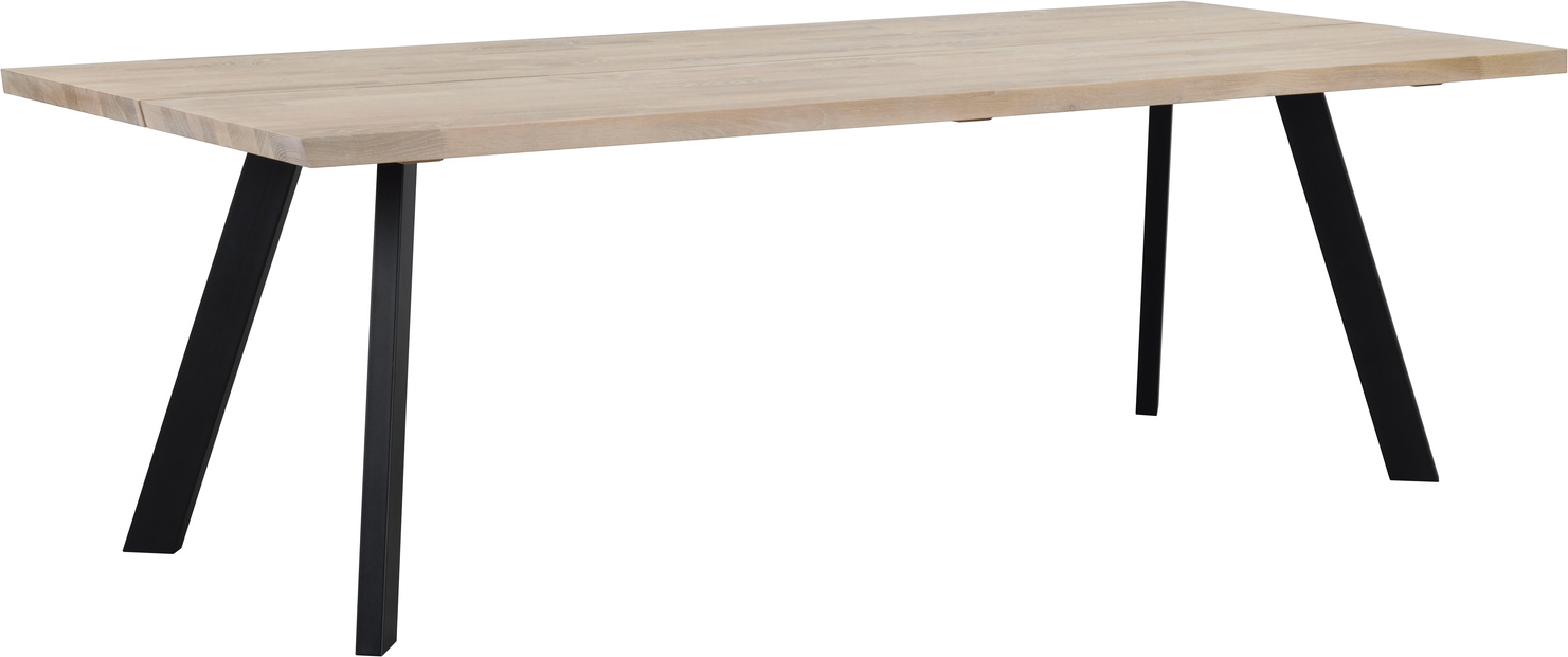 Spisebord Rowico Fred 240 100 Massivt Hvidkalket Egetræ Sort Pulverlakeret Metalstel Fsc 100
