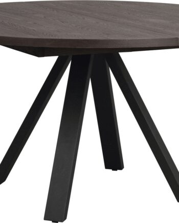 Spisebord Rowico Maddock ø135 Brunolieret Med Pulverlakeret Sort Metalstel
