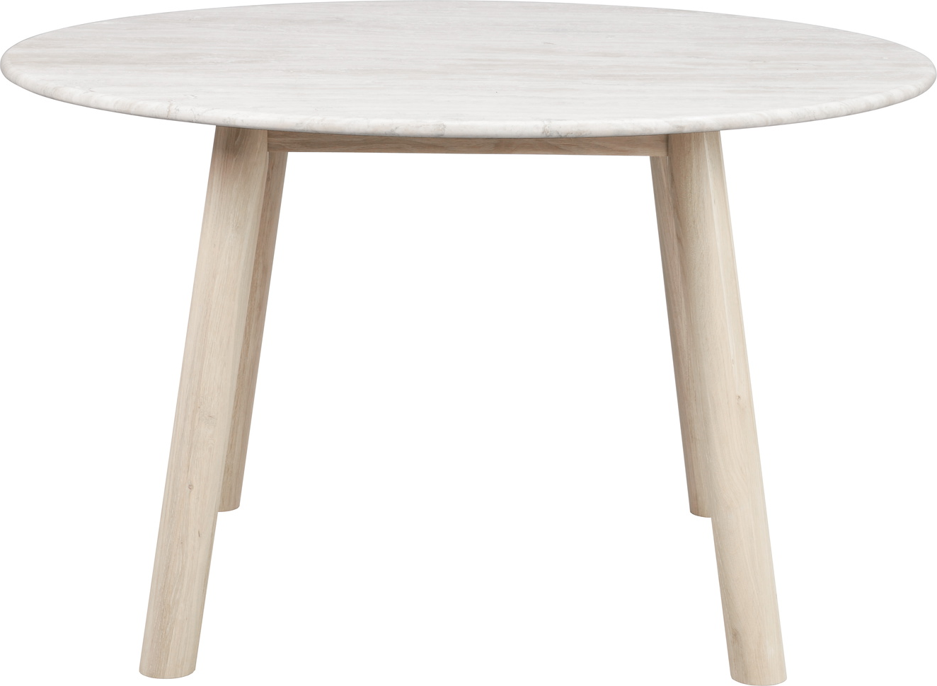 Spisebord Rowico Taransay Rund ø125 Massiv Italiensk Travertin Bordplade Fsc Egetræ Stel Beige Hvidvasket