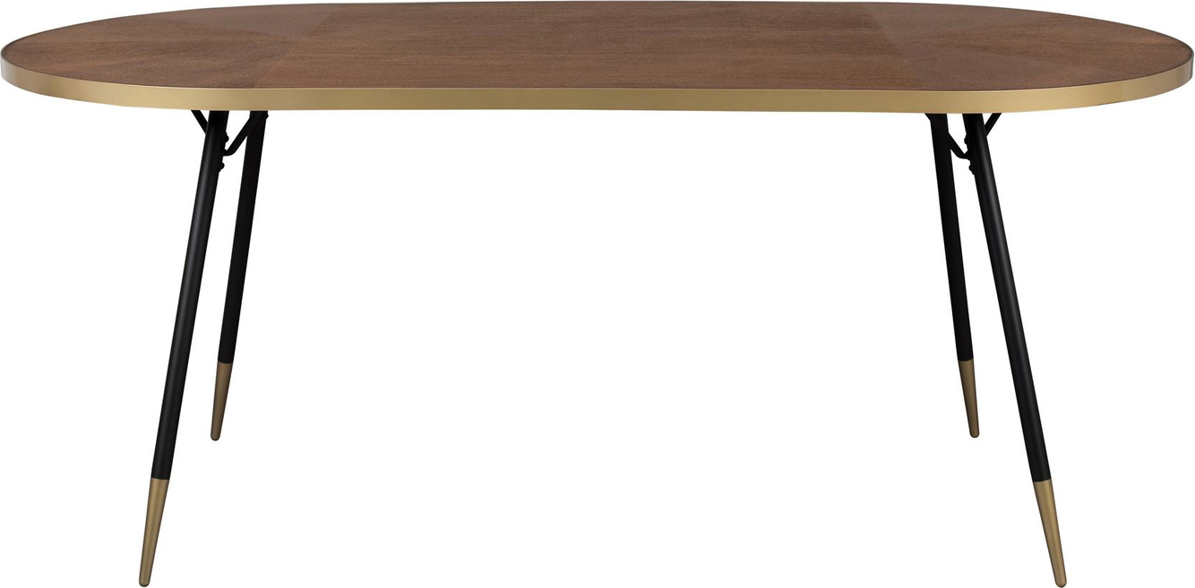 Spisebord Studio White Denise Ovalt Mørk Natur Askefiner Med Sort Metalstel 180x90x75