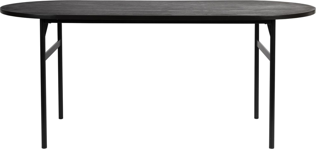 Spisebord Studio White Marcio Oval 180x80 Mørk Natur Finr Mdf Sort Metalstel