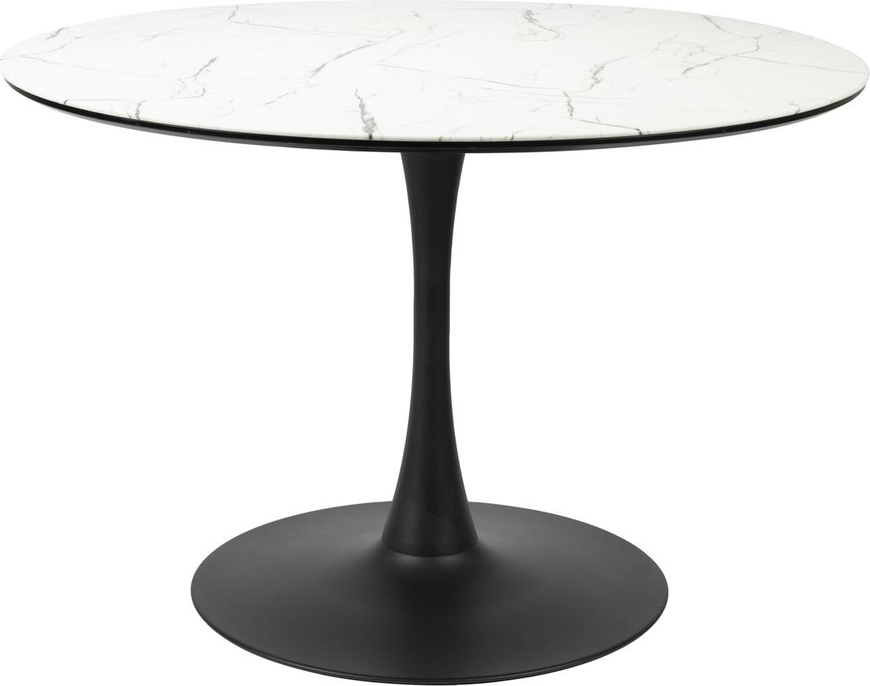 Spisebord Studio White Maru Rundt Offwhite Mdf Marmorlook Metalstel ø110 H75