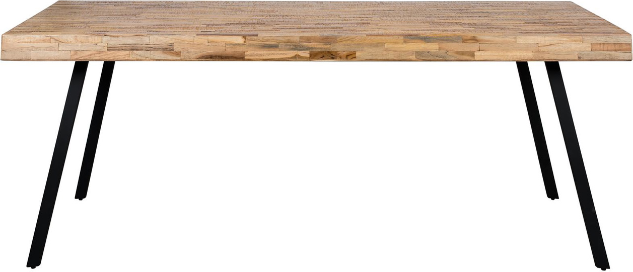 Spisebord Studio White Suri Ubehandlet Teaktræ Med Sorte Metalben 200x90