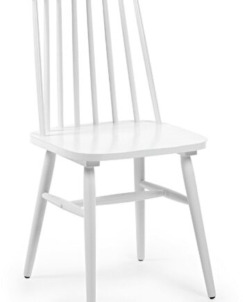 Spisebordsstol Spisestol Kave Home Tressia Hvid Massiv Gummitræ Med Kurvet Ryglæn Tidløst Kolonial Vintage Nordisk Design