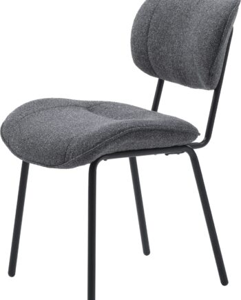 Spisebordsstol Spisestol Nordique Design Buffalo Mørkegrå Polyester Boucle Med Sorte Metalben