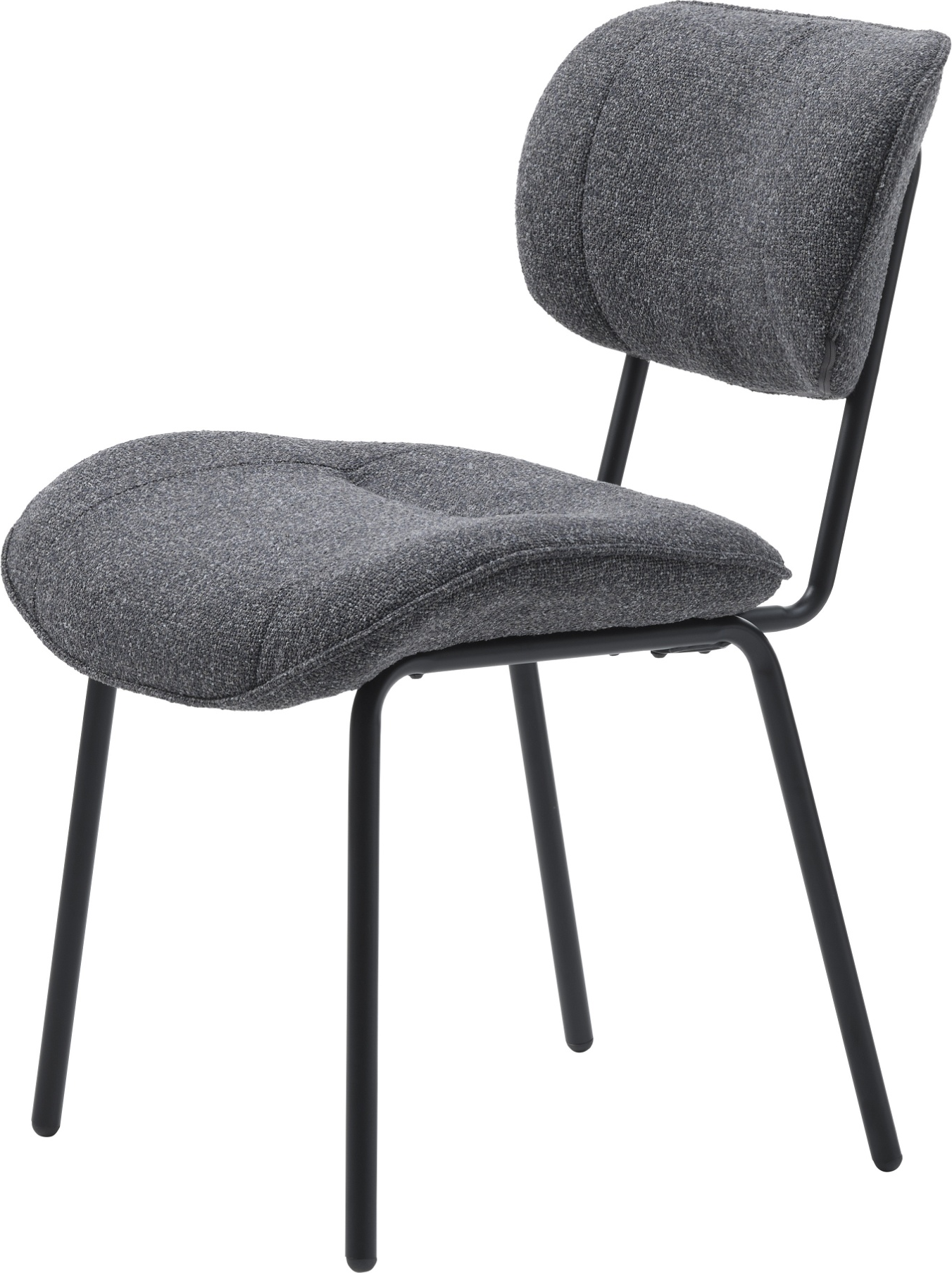 Spisebordsstol Spisestol Nordique Design Buffalo Mørkegrå Polyester Boucle Med Sorte Metalben