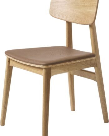 Spisebordsstol Spisestol Nordique Design Livo Tan Natur Egetræ Med Vintage Polstring H82xb46xd55