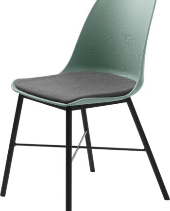 Spisebordsstol Spisestol Nordique Design Whistler Polstret Rio Stof Grøn Sort Metalstel H83 B47