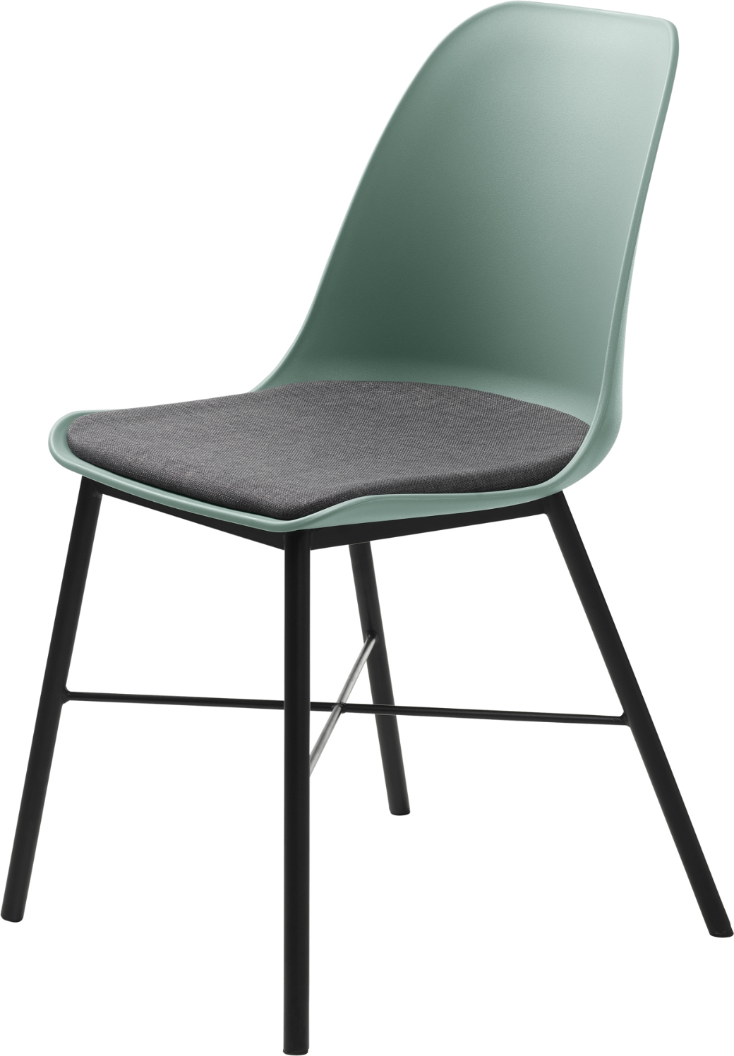 Spisebordsstol Spisestol Nordique Design Whistler Polstret Rio Stof Grøn Sort Metalstel H83 B47