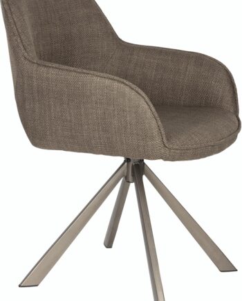 Spisebordsstol Studio White Toye Spisestol Mudderbrun Polyester Polstret Jernstel Armlæn Drejelig