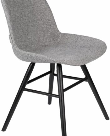 Spisebordsstol Zuiver Albert Grå Polstret Spisestol Polyester Med Sort Asketræ Stel