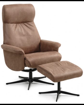 Stan Lænestol Med Fodskammel Microfiber H111 Sort Brun