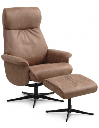 Stan Lænestol Med Fodskammel Microfiber H111 Sort Brun