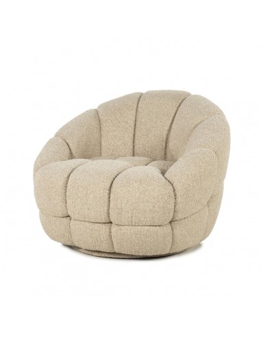 Tina Lænestol Med Drejefod Boucl Polyester H78 Beige