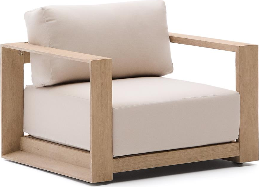 Udendørs Lænestol Kave Home Ambra Akacietræ Med Røget Hvid Finish Beige