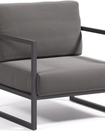 Udendørs Lænestol Kave Home Comova Sort Aluminium Med Aftagelige Crevin Puder