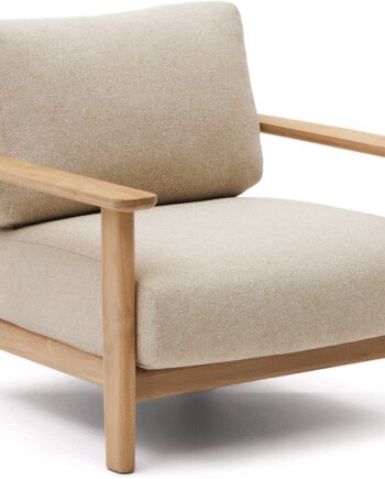 Udendørs Lænestol Lounge Stol Kave Home Tirant Fsc Certificeret Teak Med Aftagelig Beige Hynde Nordisk Design