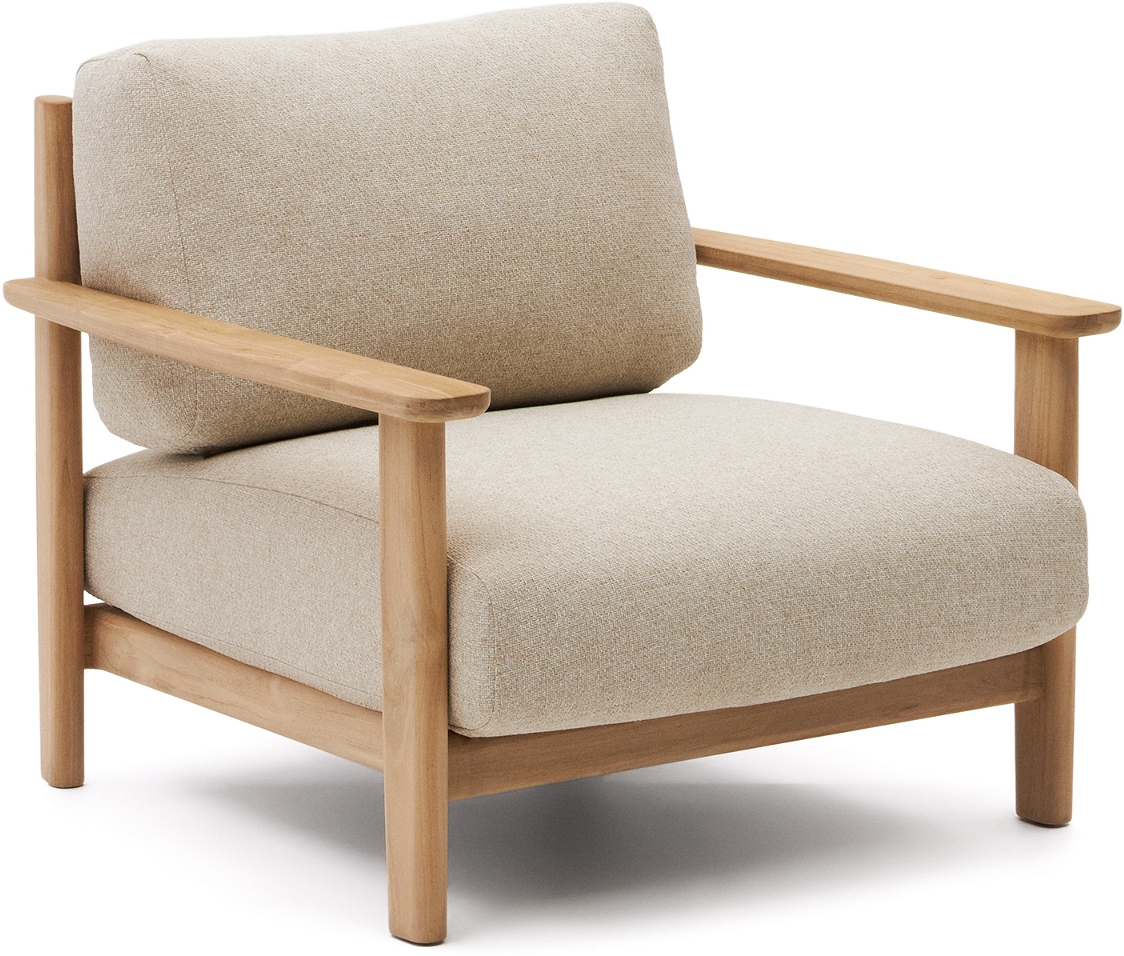 Udendørs Lænestol Lounge Stol Kave Home Tirant Fsc Certificeret Teak Med Aftagelig Beige Hynde Nordisk Design