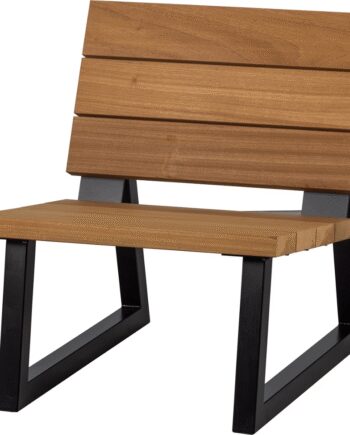 Udendørs Lænestol Woood Banco Fsc Certificeret Thermo Ayous Træ   Mat Sort Metalstel H78b68l82 Natur Sort